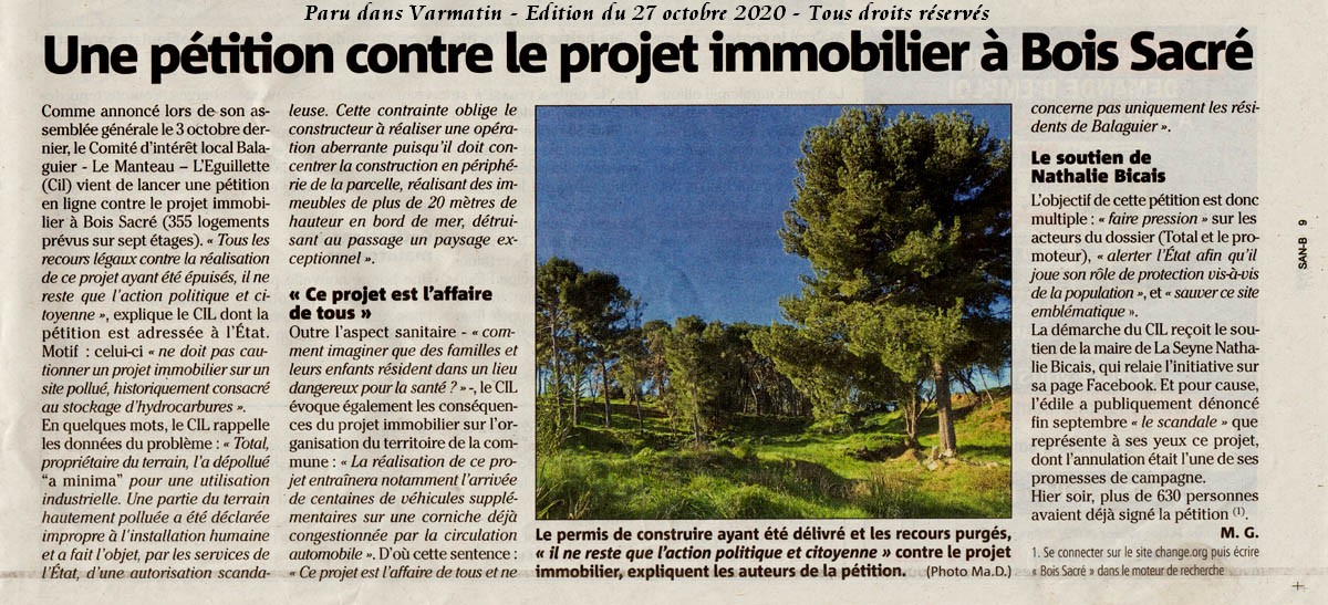 Pétition et Article Varmatin